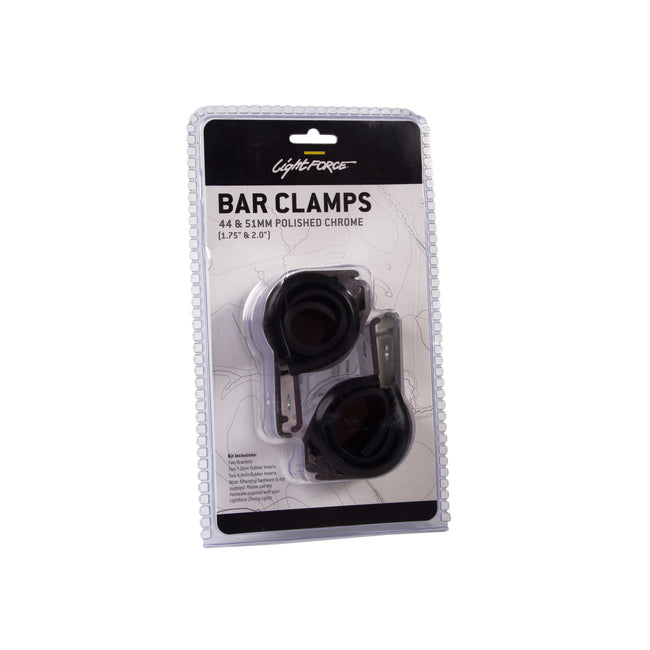 Pair of Lightforce Bar Clamps (Polished) to suit 44mm and 51mm Diameter Bars