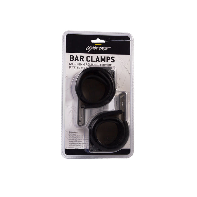Pair of Bar Clamps (Polished) to suit 69mm and 76mm Diameter Bars